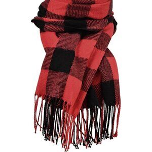 Women's Red Black Winter Cashmere Feel Plaid Scarf Pashmina Shawls And Wraps